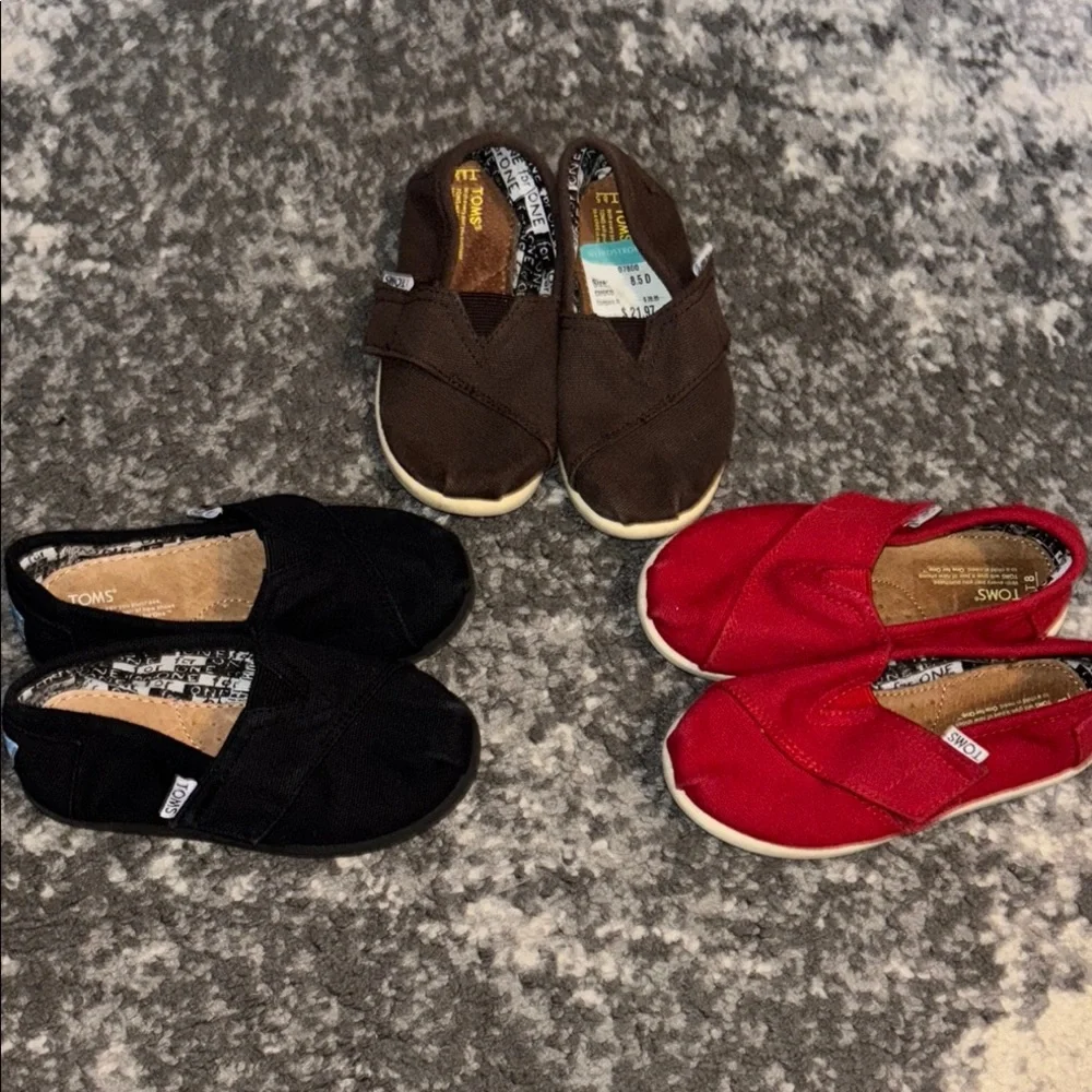 TOMS Kids Classic Slip-On Shoes - Red, Black, Brown